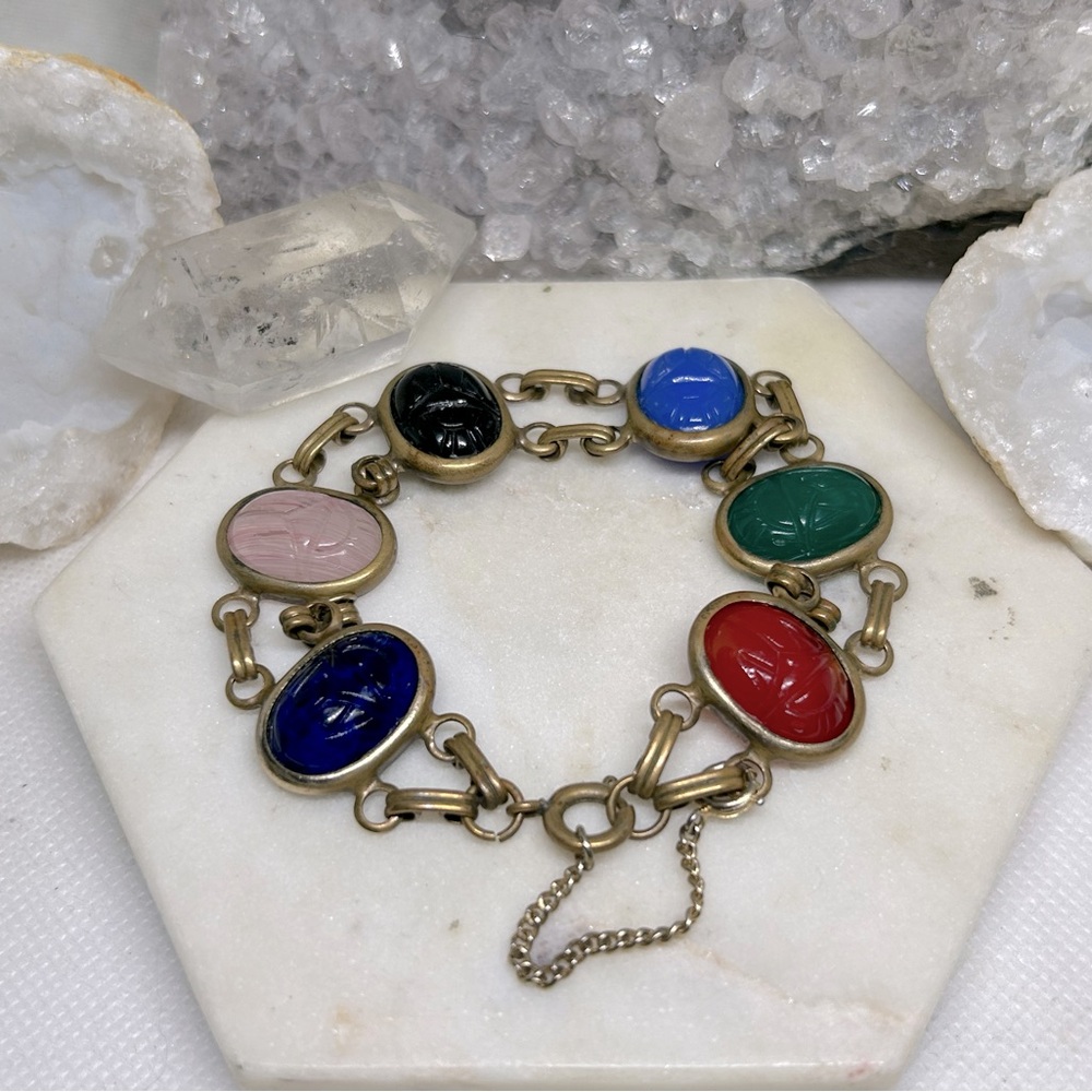 Vintage Egyptian Revival Scarab Bracelet